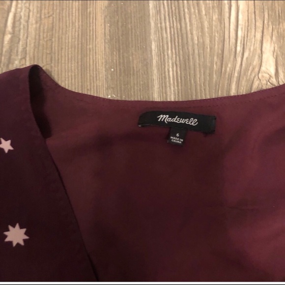 MADEWELL FLUTTERHEM SILK MAROON STAR DRESS - Picture 3 of 4